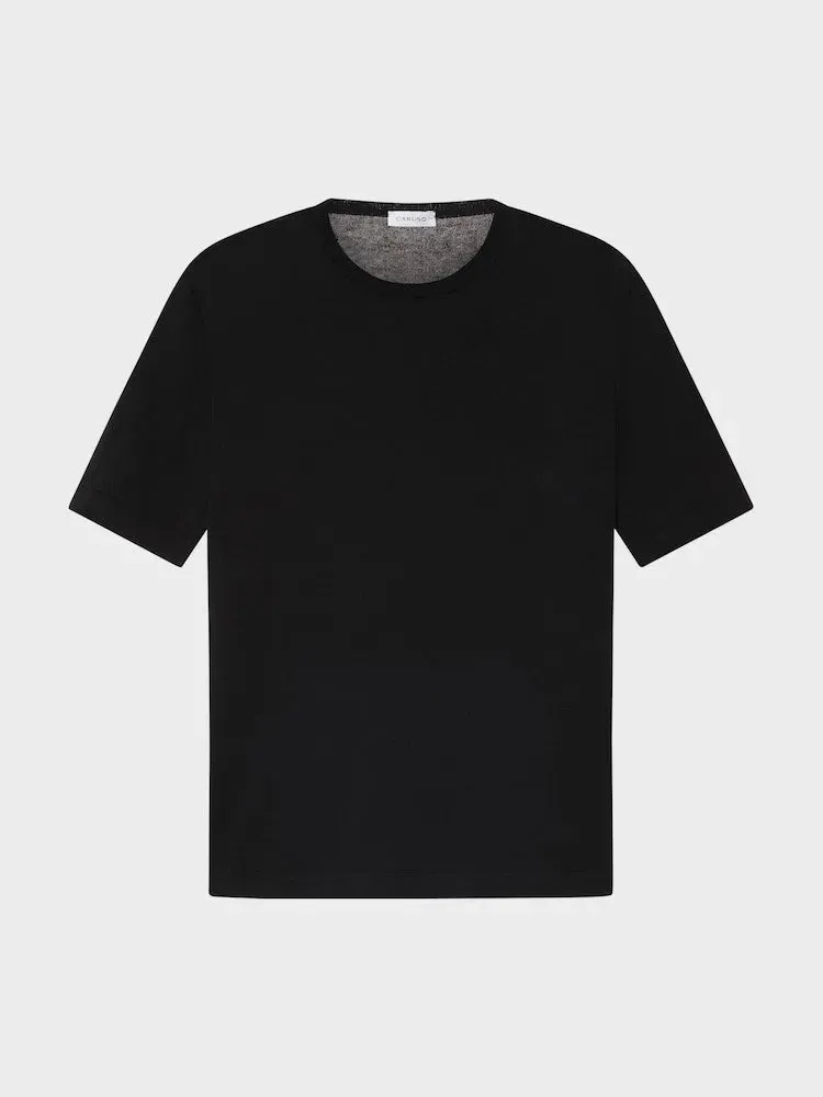 Caruso t-shirt cotone nera maniche corte uomo
