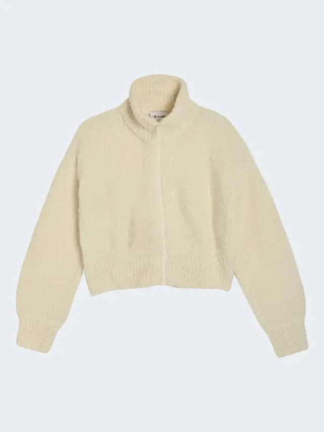 Sand Menswear 5681 Mae maglione mohair bianco zip