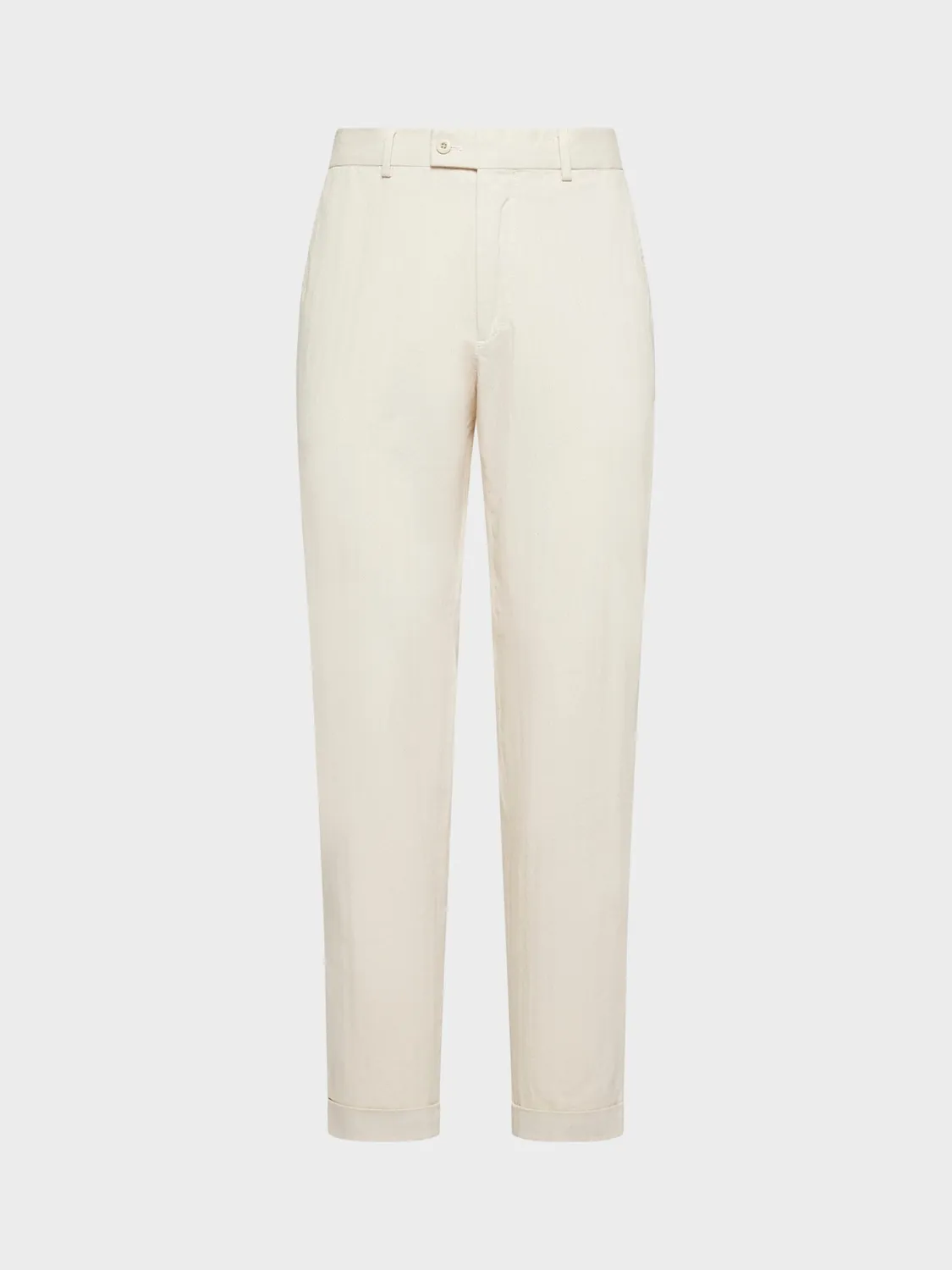 Caruso Norma pantalone slim ecru cotone tweed