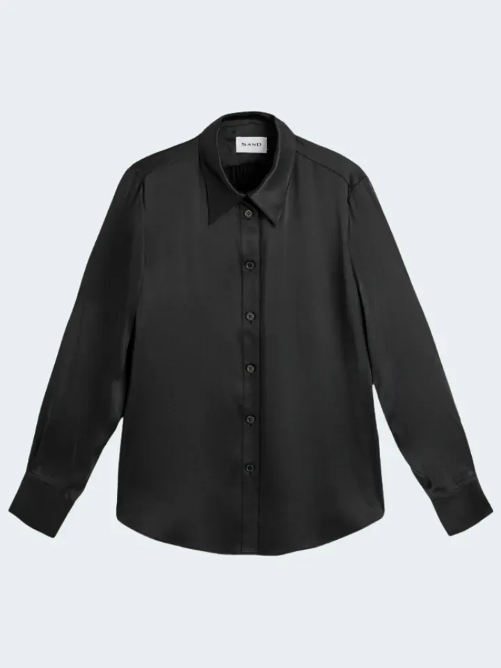 Sand Menswear 3176 Matt Latia Camicia Seta Nero Ebano