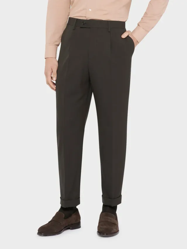 Caruso Houdini pantalone lana carbone tropical