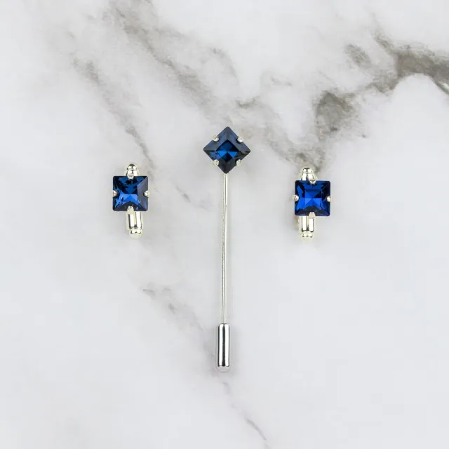 Sarti Toscani set gemelli quadrati pietra blu argento