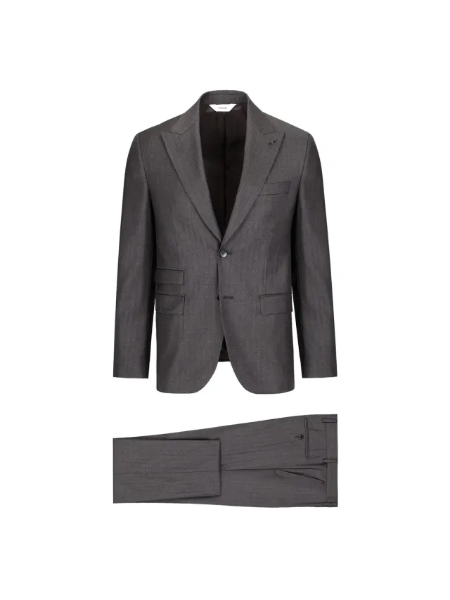 Paoloni Abito gessato lana vergine 110's marrone drop 8