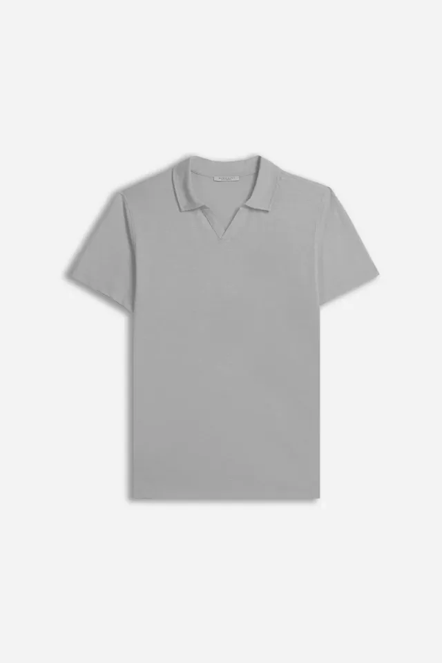Sonny Bono Polo Slub Collo Derby Grigio Scuro Cotone
