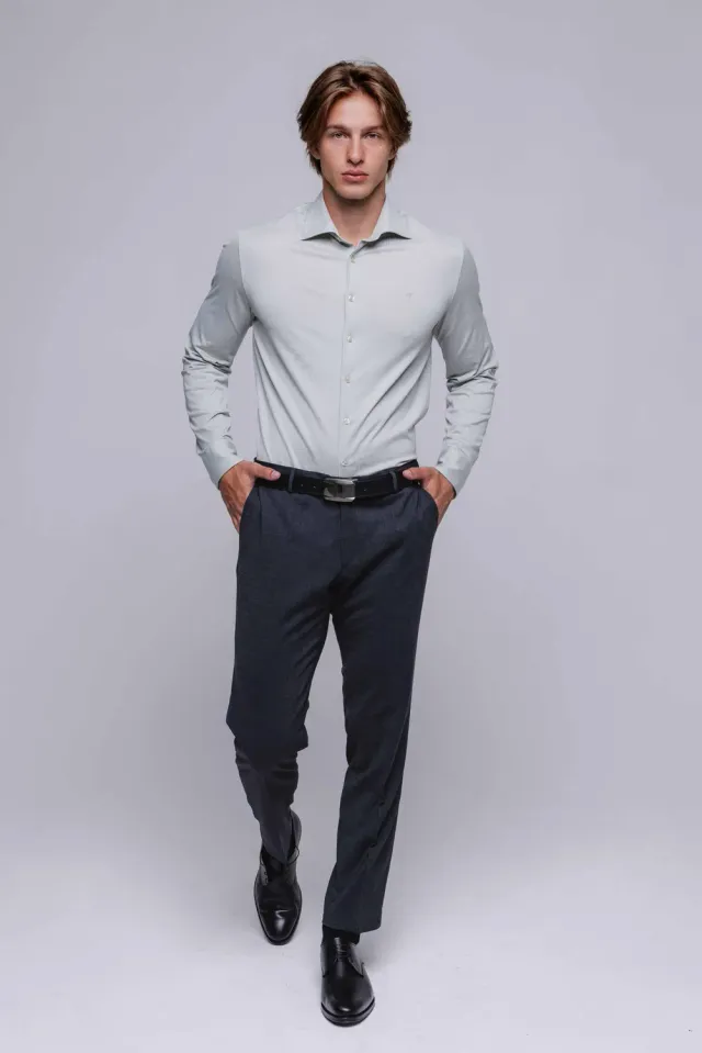 Alain Delon Camicia Verde Stretch Extra Slim Fit