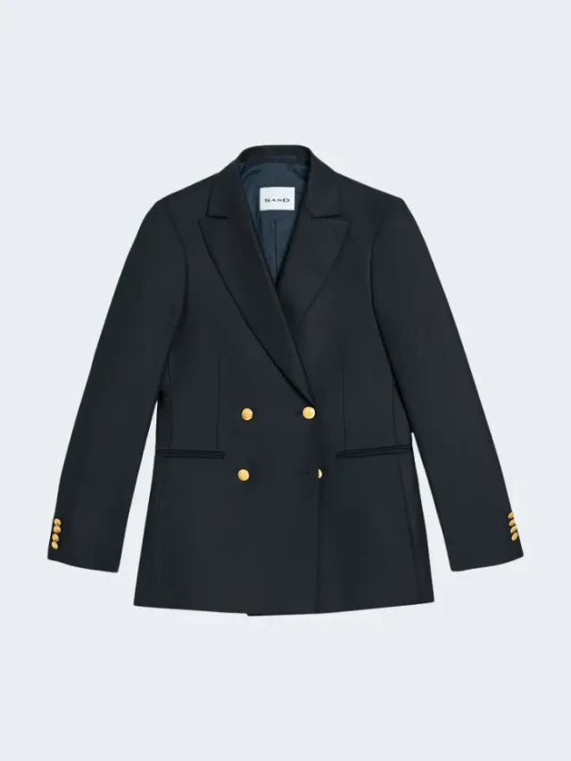 Sand Solene blazer doppiopetto flanella blu navy 590