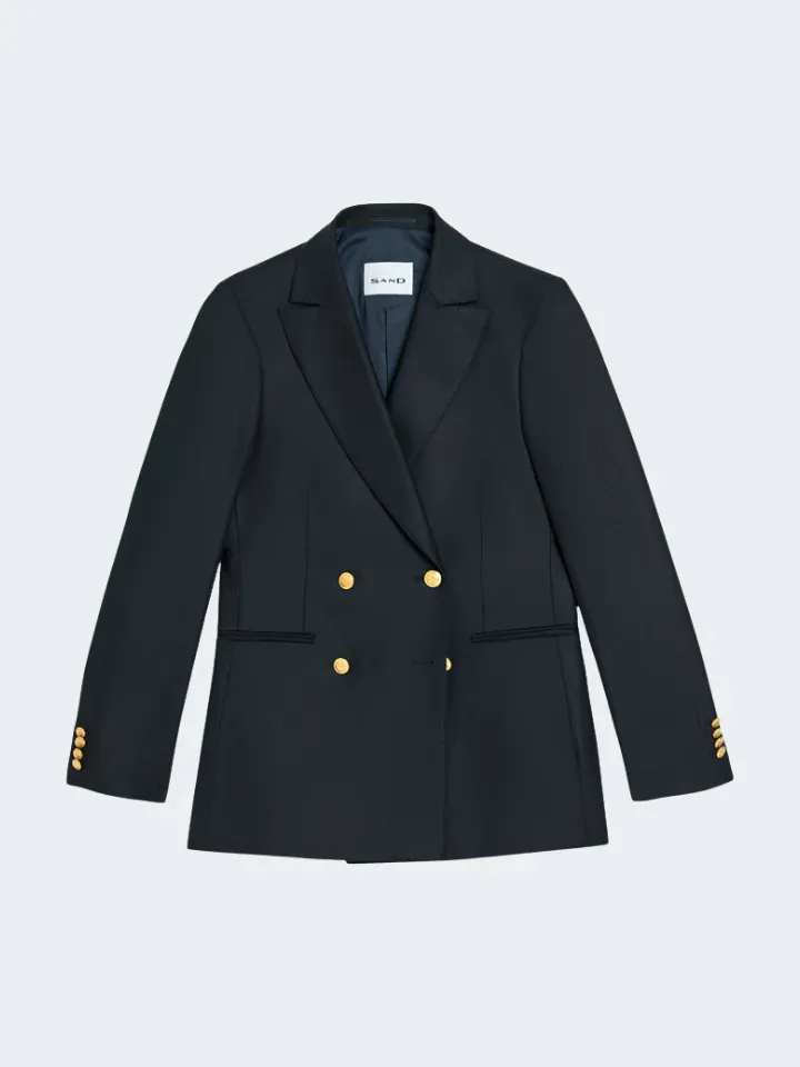 Sand Solene blazer doppiopetto flanella blu navy 590