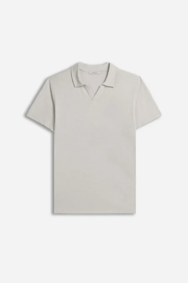 Sonny Bono Slub Polo Collo Derby Grigio Ghiaccio Cotone