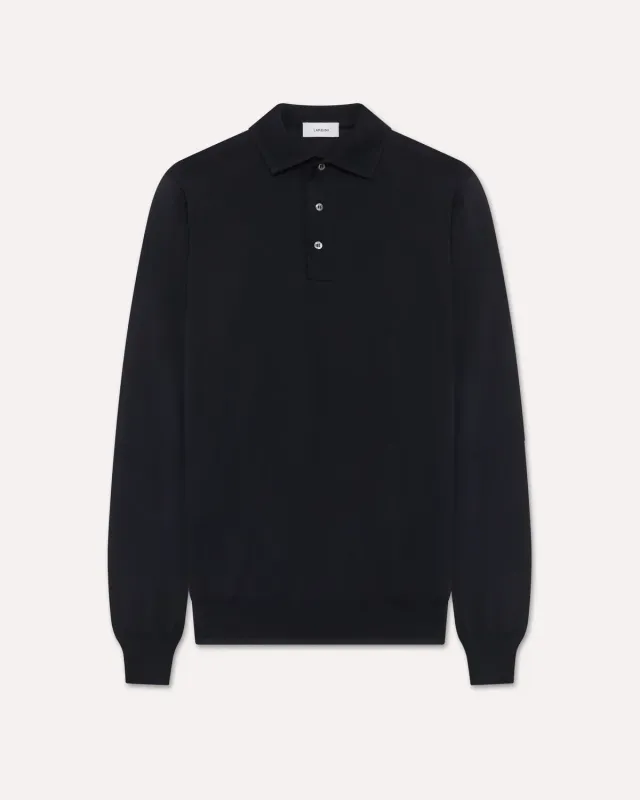 Lardini polo lana merino superfine blu 120's finezza 16