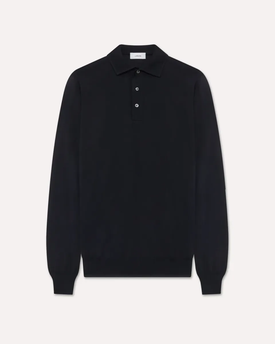 Lardini polo lana merino superfine blu 120's finezza 16