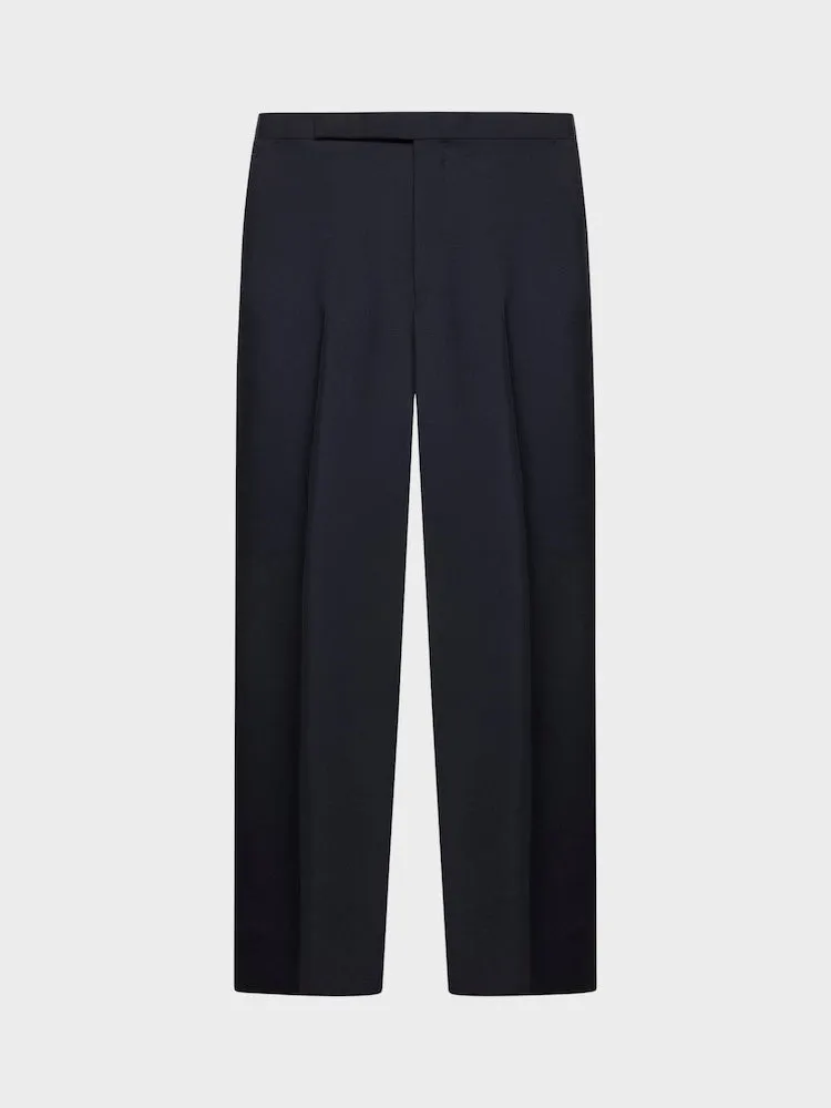 Caruso Norma pantalone lana mohair blu navy flat front