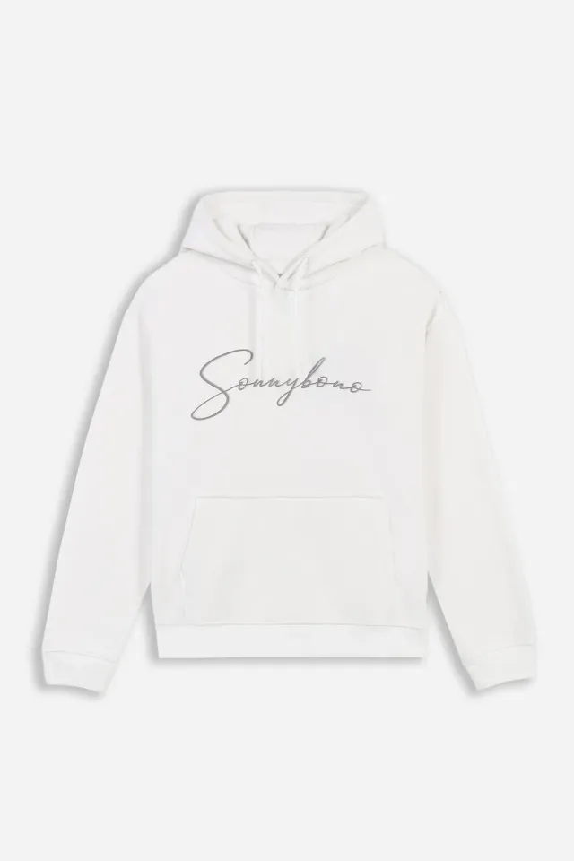 Sonny Bono felpa cappuccio marsupio panna logo