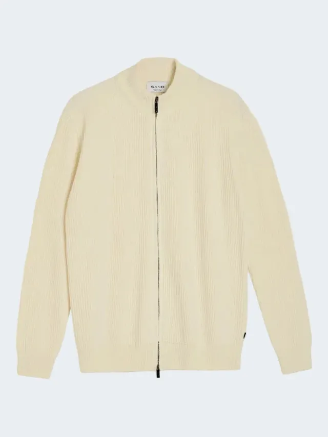 Sand Menswear Ingram maglione zip cashmere beige