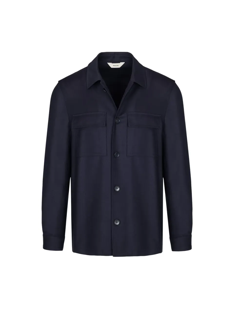 Paoloni Overshirt Flanella Lana Stretch Uomo Blu