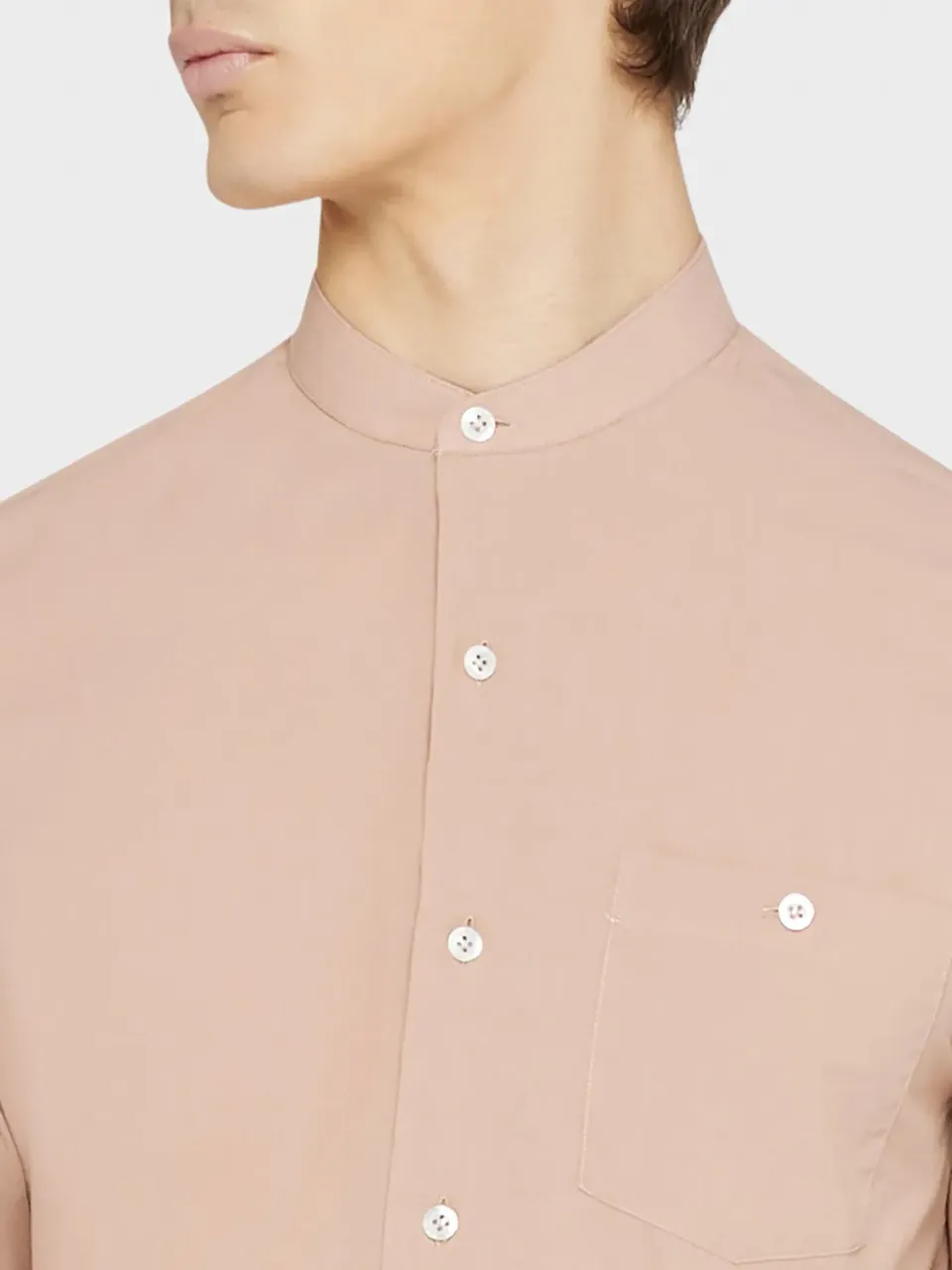Caruso camicia coreana cotone rosa antico