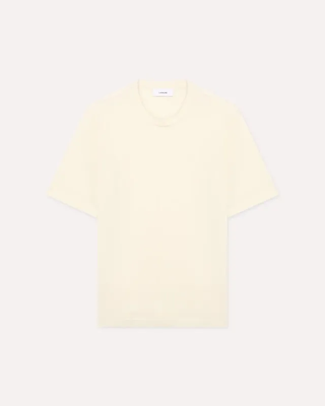 Lardini t-shirt jersey cotone seta panna girocollo