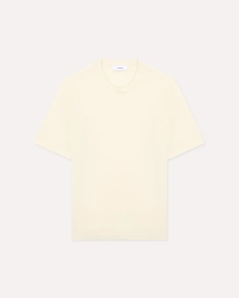 Lardini t-shirt jersey cotone seta panna girocollo
