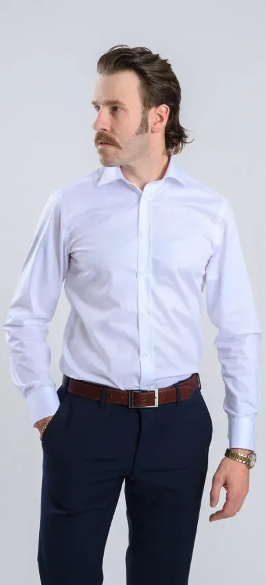 Alain Delon Classic Fit camicia bianca cotone Getzner