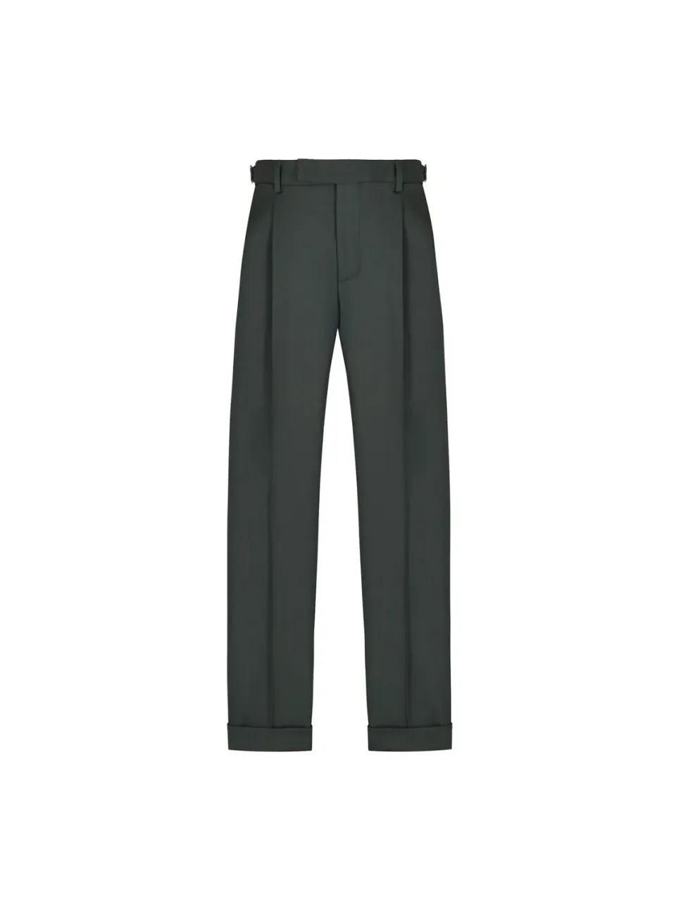 Paoloni Pantalone Pinces Saglia Verde Lana Stretch
