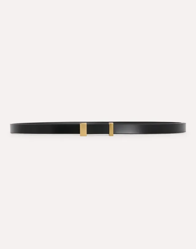 Lardini cintura in pelle nera fibbia oro 18 mm