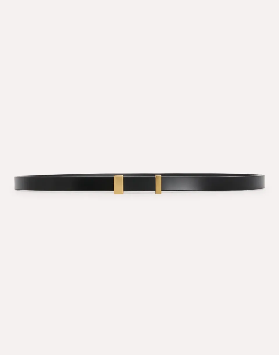 Lardini cintura in pelle nera fibbia oro 18 mm