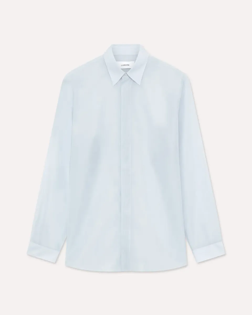 Lardini camicia celeste cotone seta organzino