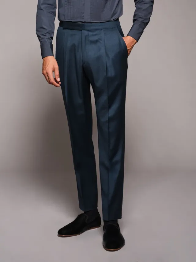 Caruso pantalone regular fit lana blu