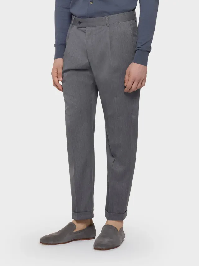 Caruso Norma pantalone carrot fit grigio lana