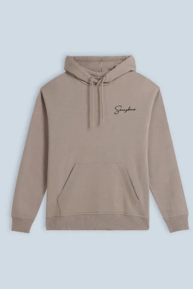 Sonny Bono Comfort Fit felpa cappuccio beige stampa