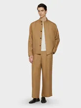 Caruso Norma pantalone ampio lino irlandese cammello