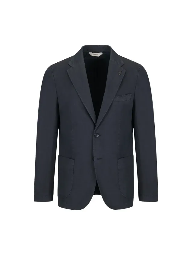 Paoloni Giacca sfoderata twill blu cotone lino stretch
