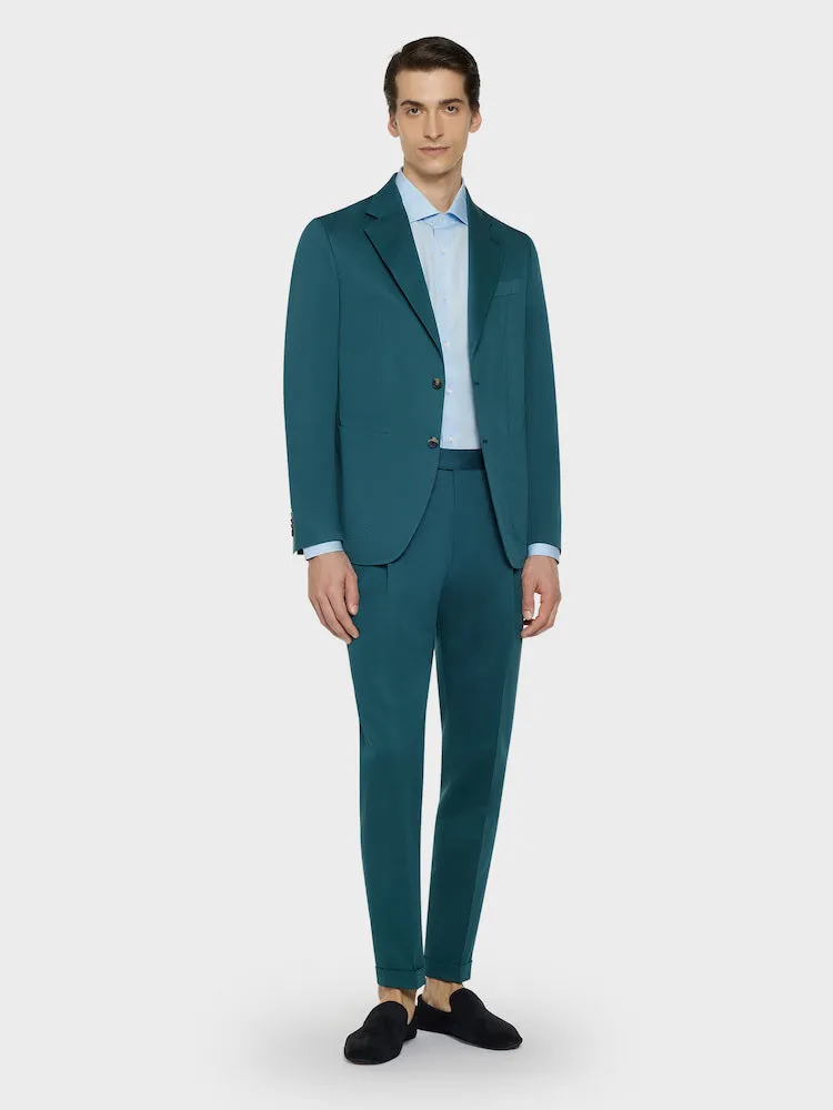 Caruso pantalone carrot-fit verde cotone e seta