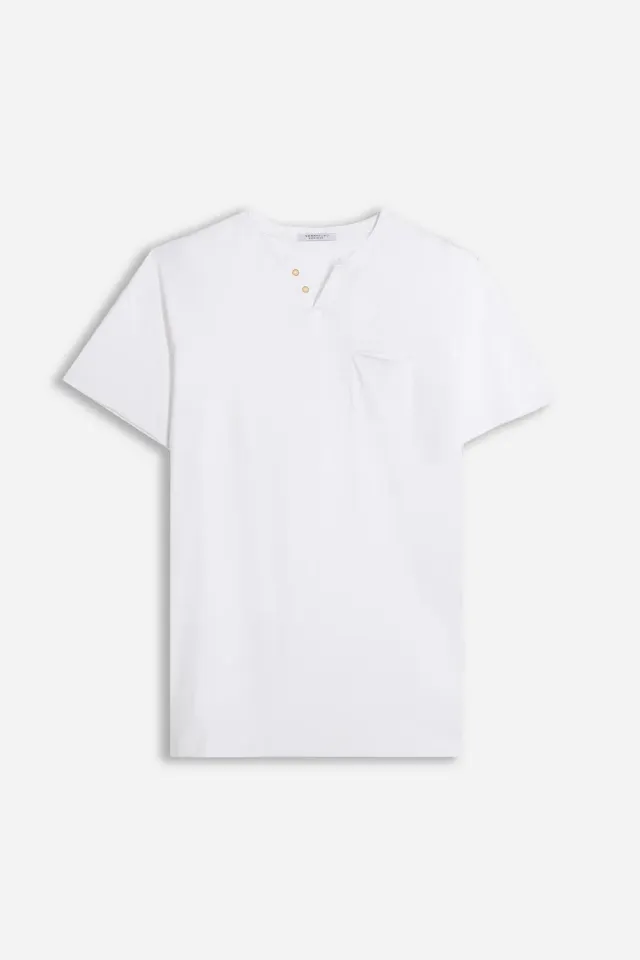 Sonny Bono T-Shirt Collo a Goccia Slub Bianca