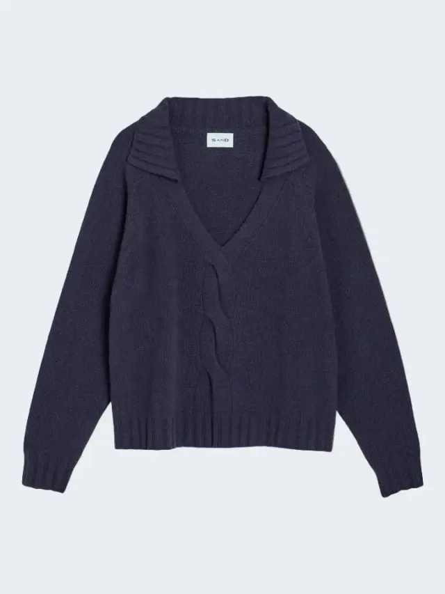 Sand Cosima Skipper 5660 maglione viola scuro cashmere