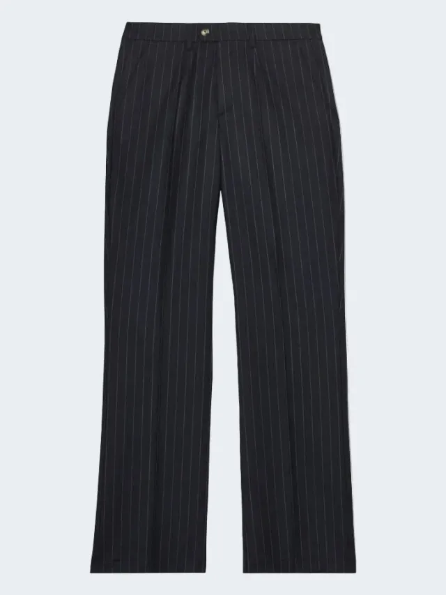 Sand Menswear 2603 Dori pantaloni lana gessati blu navy
