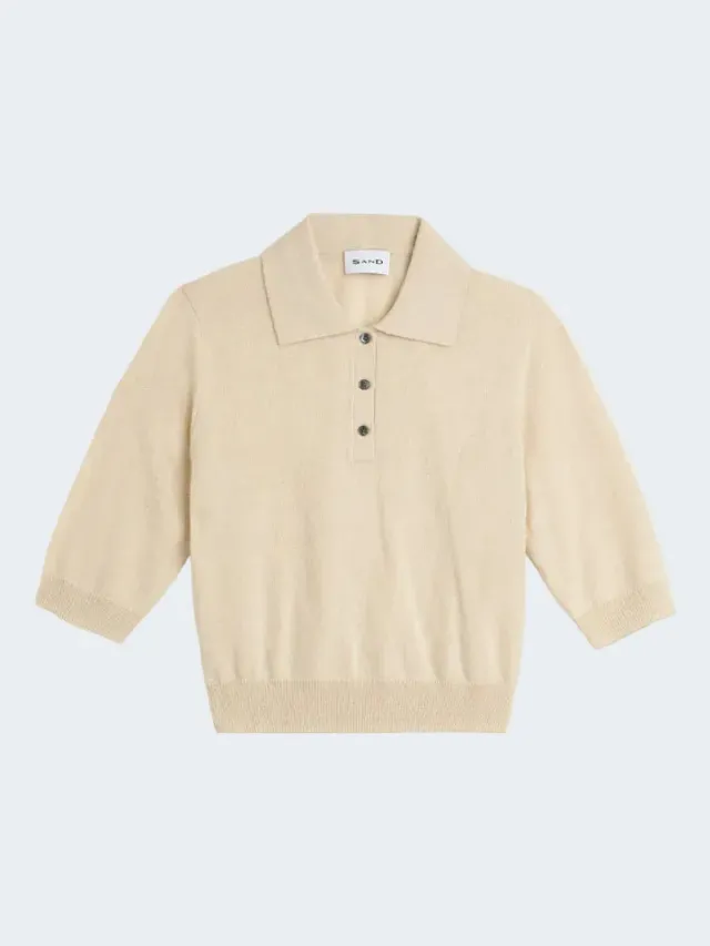 Sand Menswear Short Sleeve Polo maglia merino bianco donna