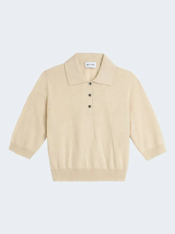 Sand Menswear Short Sleeve Polo maglia merino bianco donna