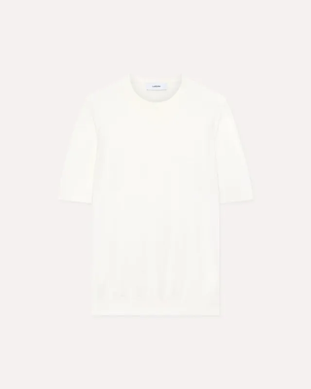 Lardini t-shirt maglia cotone bianca fiore