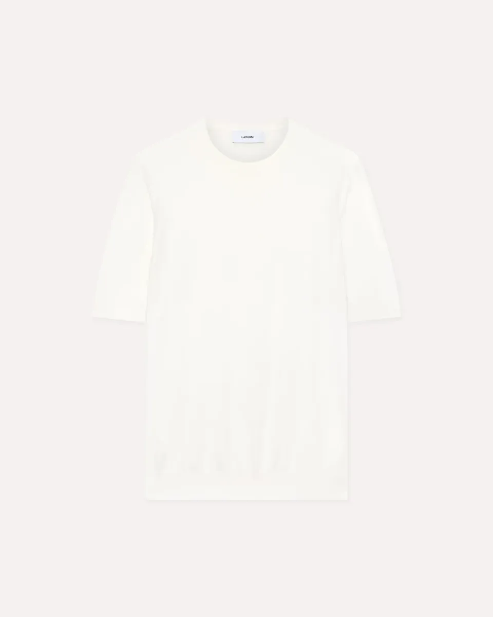 Lardini t-shirt maglia cotone bianca fiore