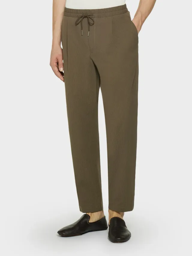 Caruso pantalone jogger seersucker cotone verde