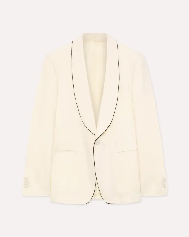 Lardini Soirée giacca monopetto lana stretch panna rever sciallato