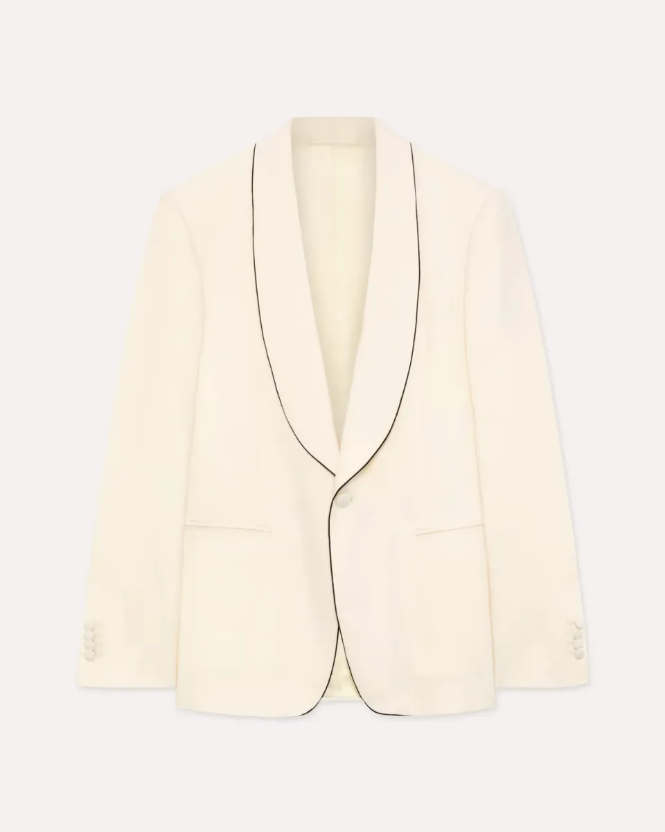 Lardini Soirée giacca monopetto lana stretch panna rever sciallato