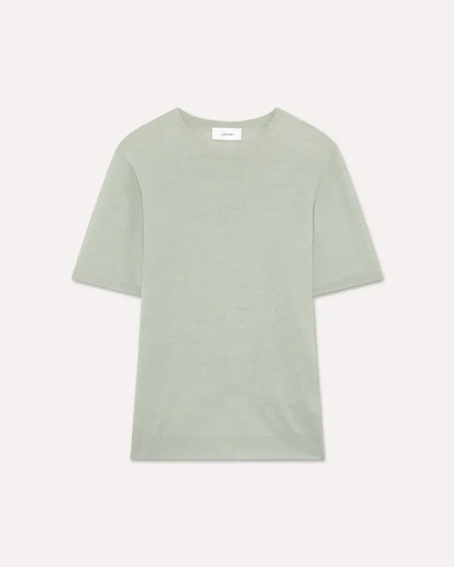 Lardini T-shirt maglia lino salvia manica corta