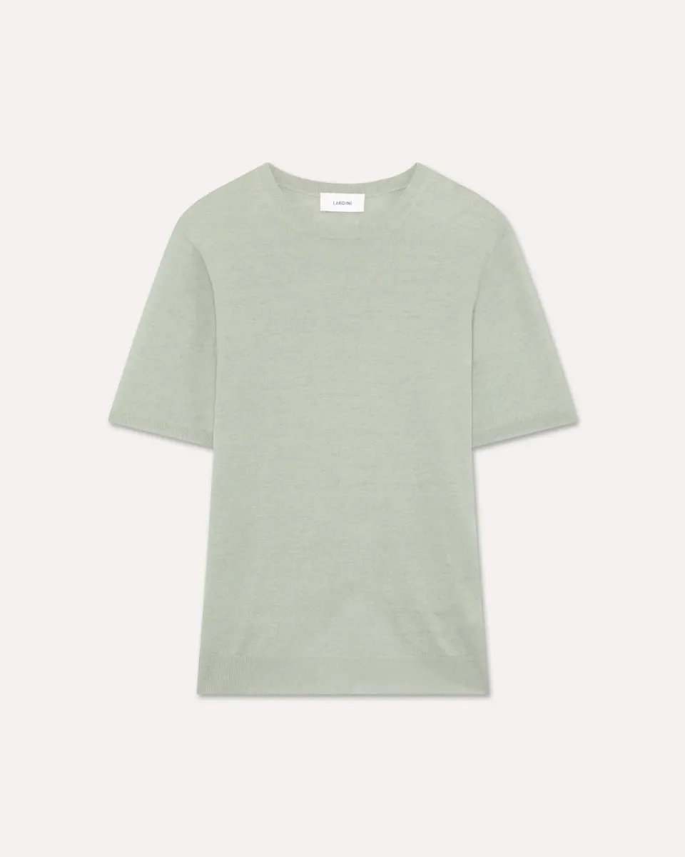 Lardini T-shirt maglia lino salvia manica corta