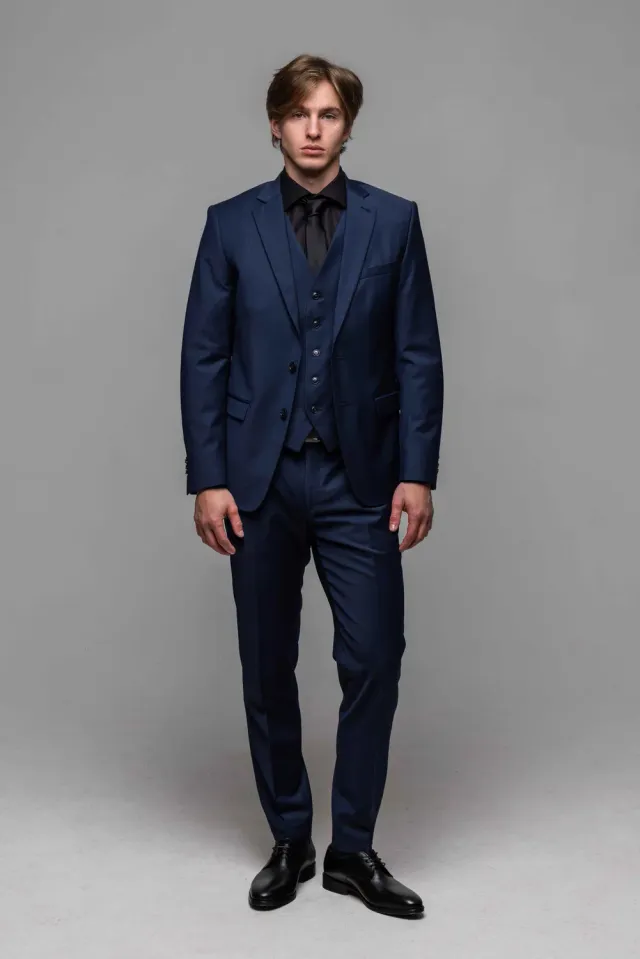 Alain Delon abito uomo blu nero slim fit con panciotto