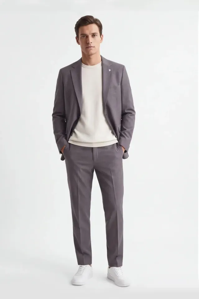 Sonny Bono pantalone da abito tortora elasticizzato
