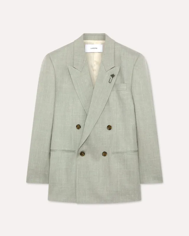 Lardini blazer doppiopetto verde twill lana seta lino