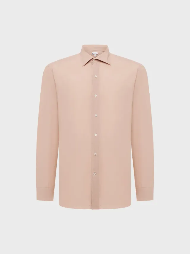 Caruso Butterfly camicia slim cotone rosa antico