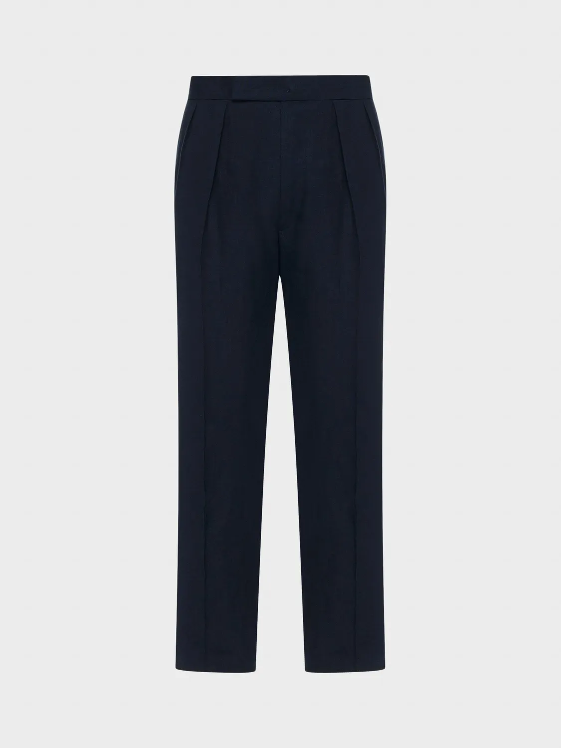 Caruso pantalone lino blu navy doppia pince