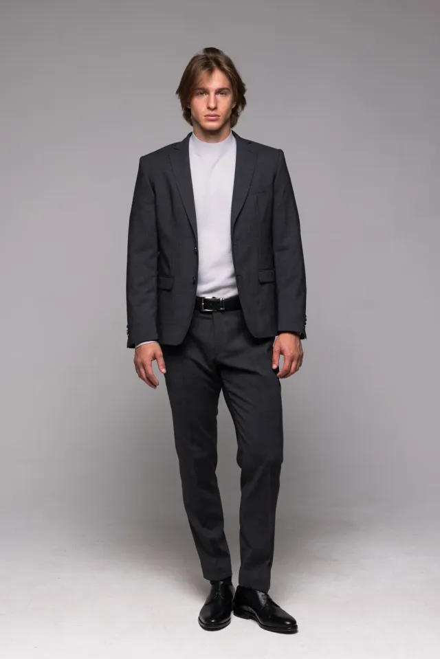 Alain Delon Abito Slim Fit Grigio a Quadri Taglie Forti
